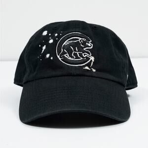 Custom Paint Splatter Chicago Cubs Hat Black 47 Brand Embroidered Unique 1/1